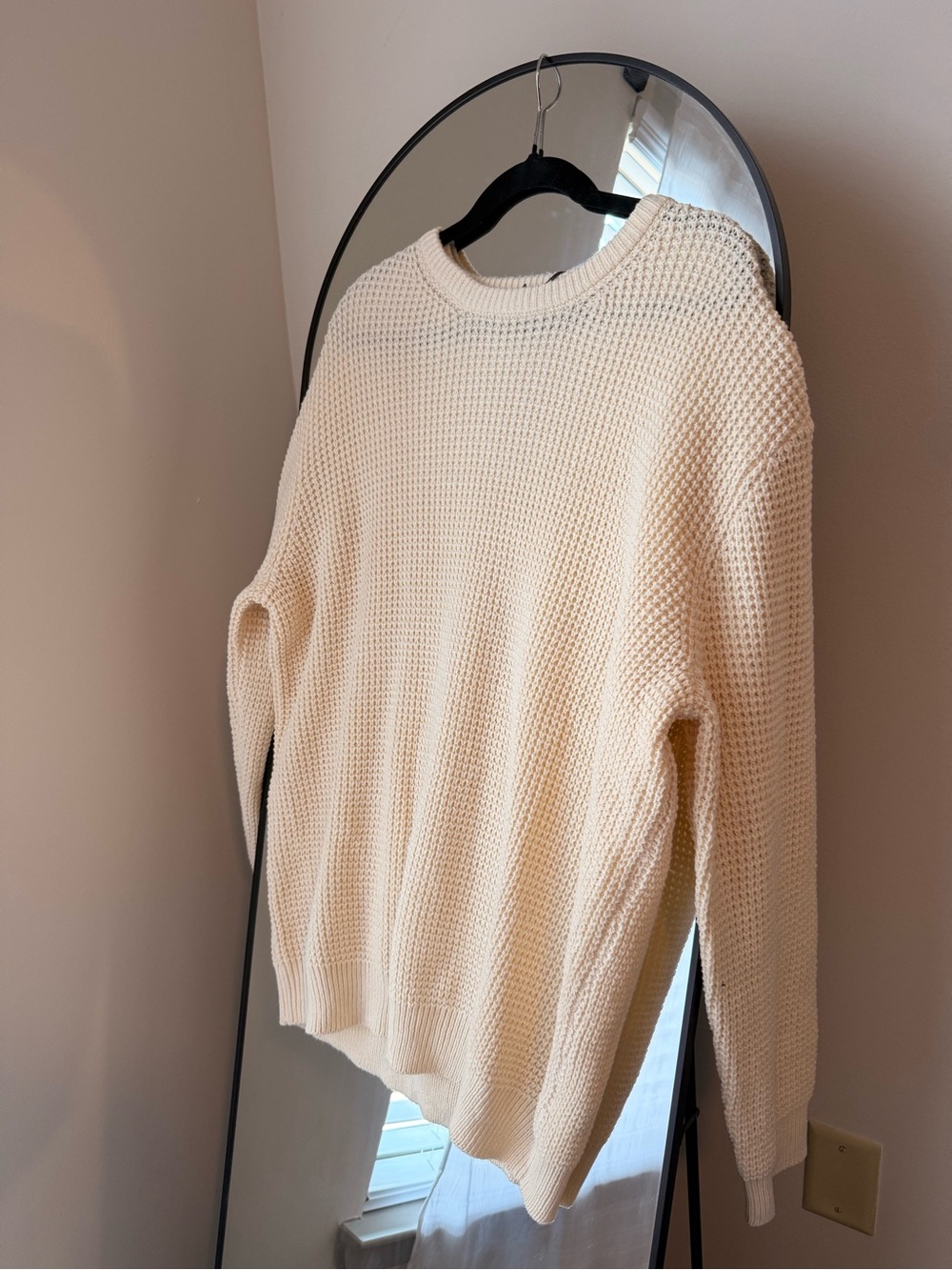 Source Unknown Cream Waffle-Knit Crewneck Sweater
